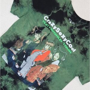 TLC CrazySexyCool Tour Tie Dye Graphic Tee Medium Green Black 90s R&B Streetwear